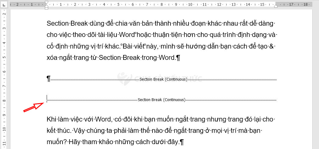 Xóa một dấu ngắt trang (Page Break) trong Word bằng phím Delete - Bước 2