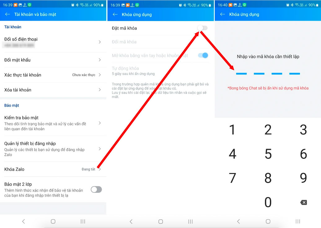 Khóa ứng dụng Zalo trên Smartphone - B2