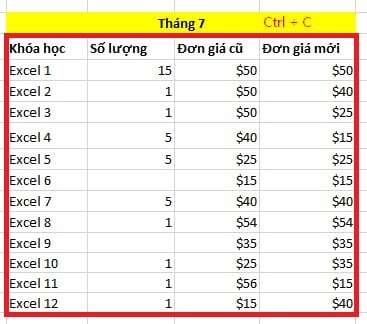 Sao chép tính năng xác thực dữ liệu Data Validation - Bước 1