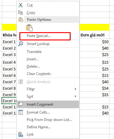 Sao chép tính năng xác thực dữ liệu Data Validation - Bước 3