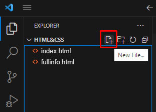 Tạo file html mới trong thư mục lưu trữ code