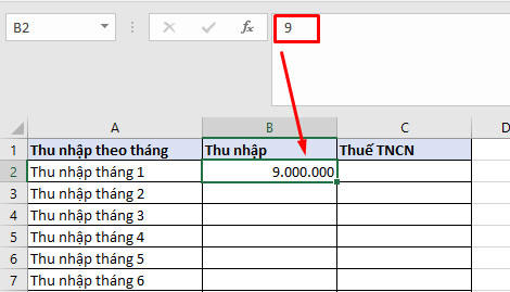 Cách nhập số tiền trong Excel