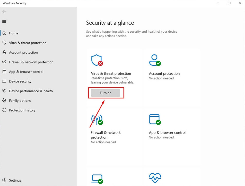Thiết Lập Windows Security - Bước 2